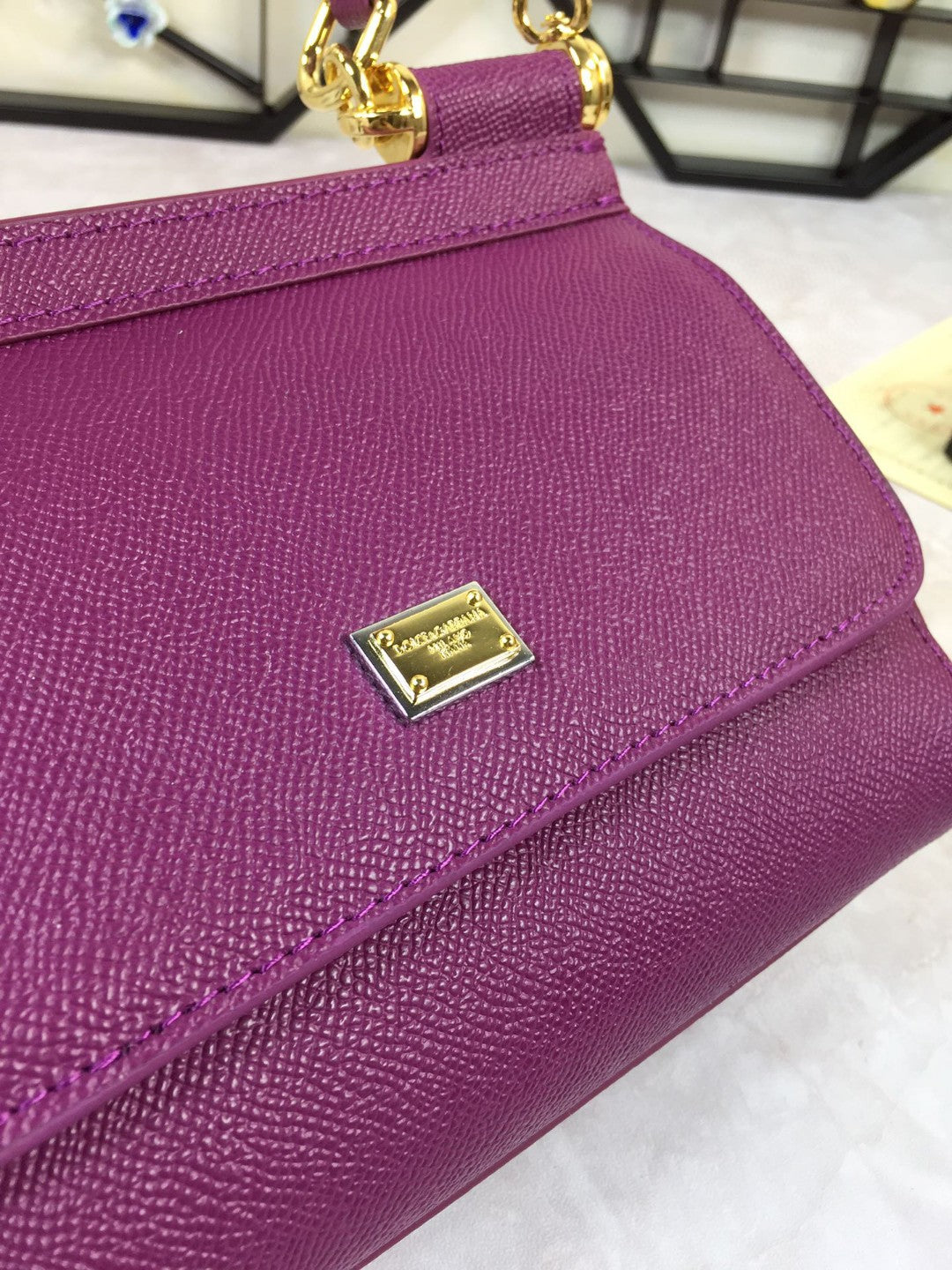 DG Medium Sicily Handbag In Dauphine Violet For Women 10.2in/26cm DG