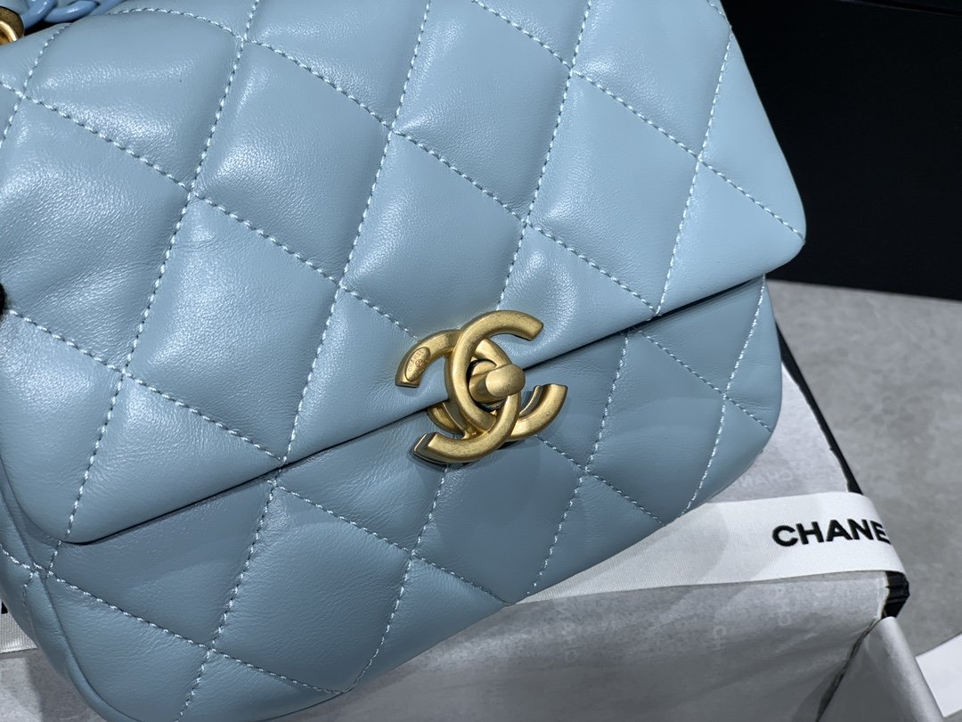 ChanelMini Flap Bag Gold-Tone Metal Blue Bag For Women 13cm/5in