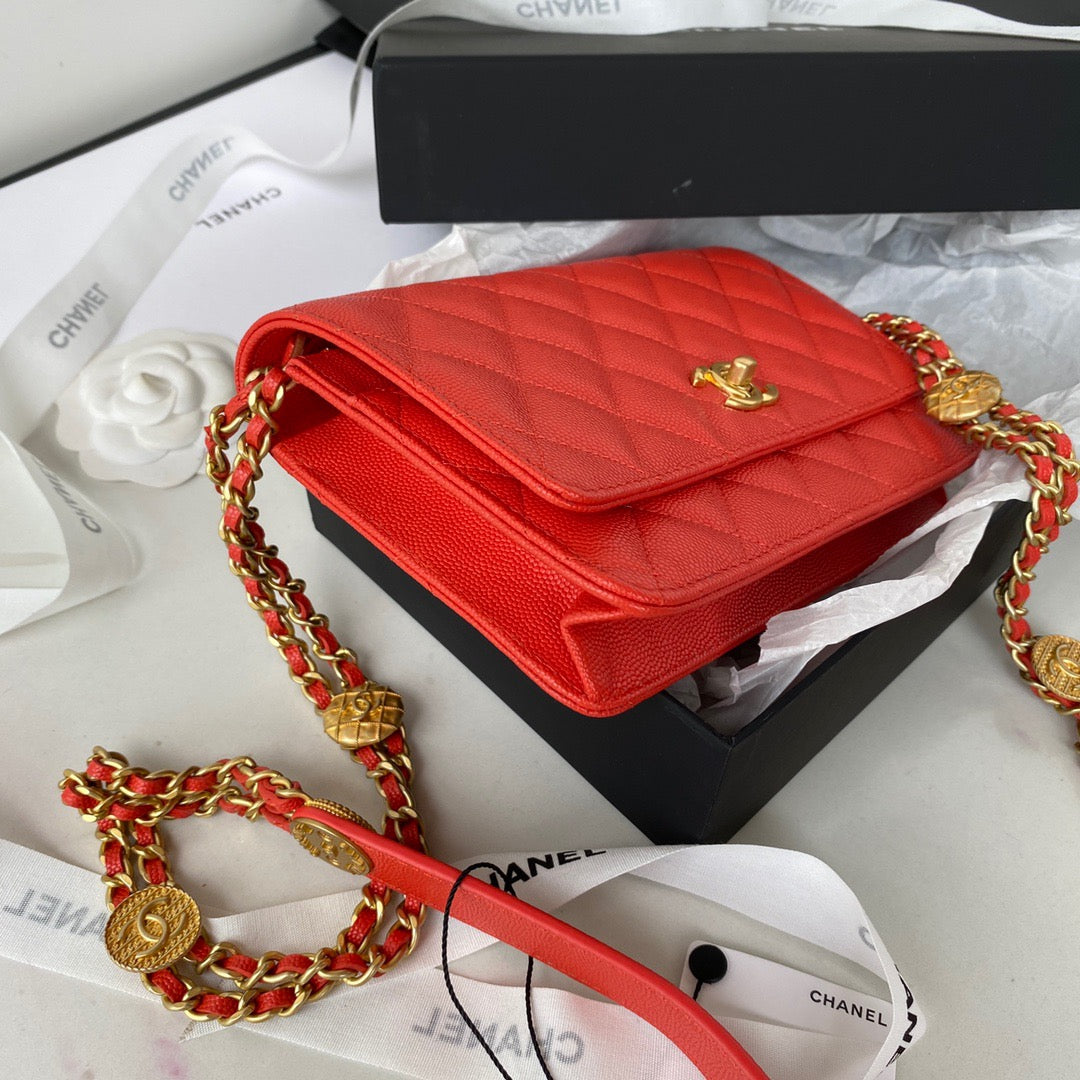 ChanelSmall Flap Bag Gold Hardware Red For Women, Women&#8217;s Handbags, Shoulder Bags 7.5in/19cm AP2840