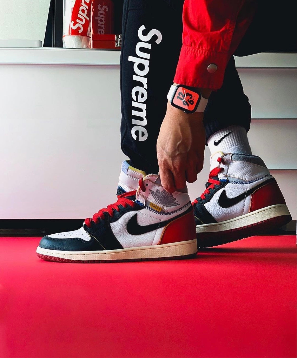 VO -Union x AJ1 High white and red stitching