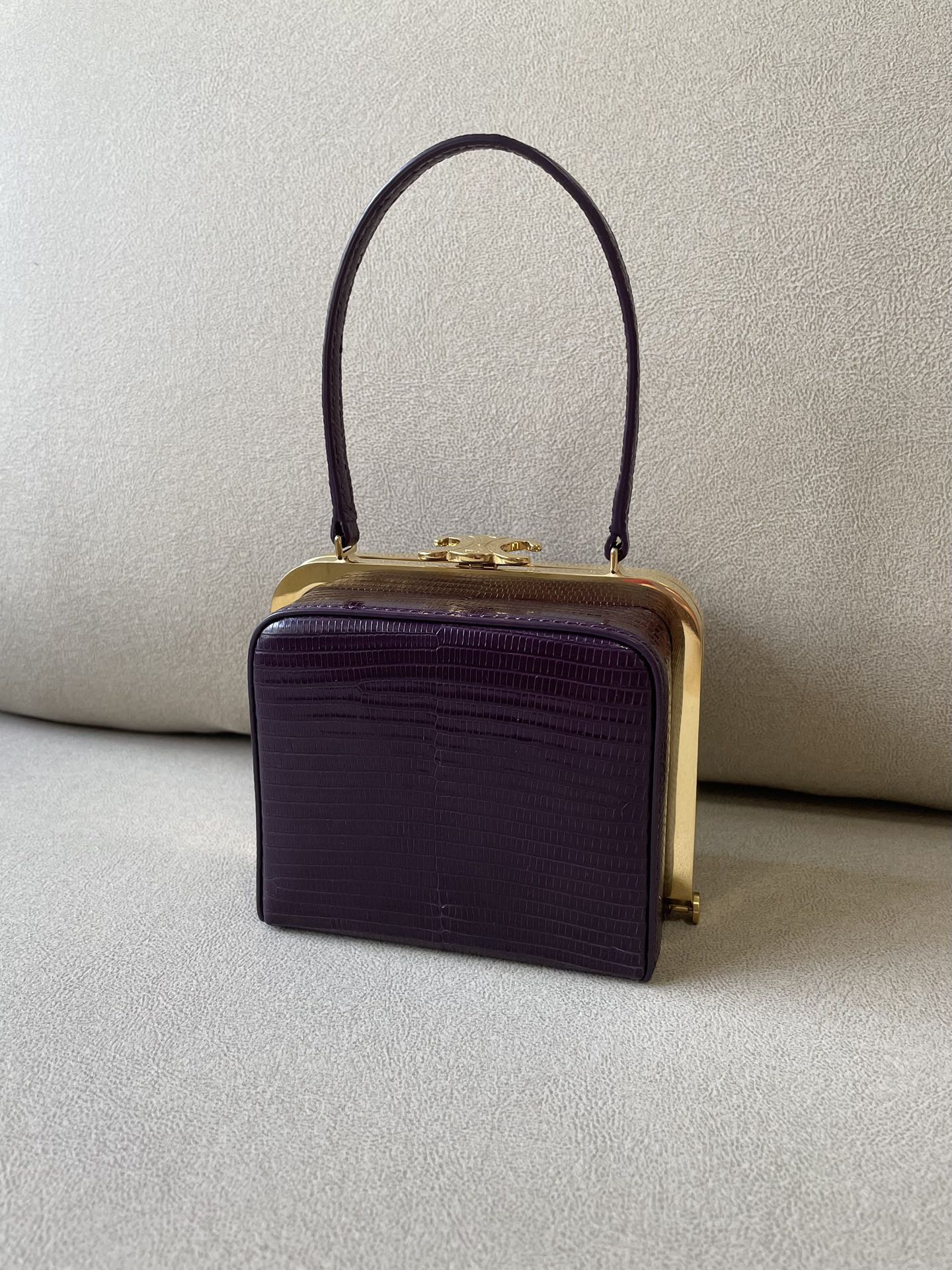 CE Triomphe Minaudiere In Lizard Violet For Women 4in/10cm