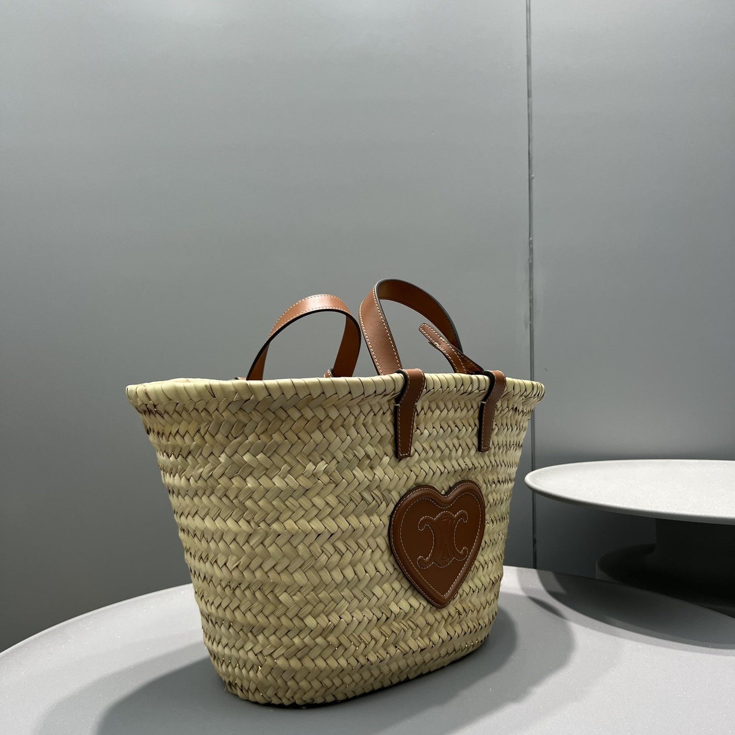 CE Teen Triomphe CE Classic Panier In Palm Leaves With Heart Patch Brown For Women 10in/25cm 194002DUI.04LU 