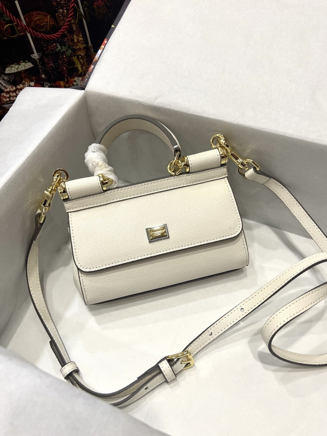 DG Small Sicily Bag In Dauphine White For Women 7.5in/19cm DG BB7116A100180001