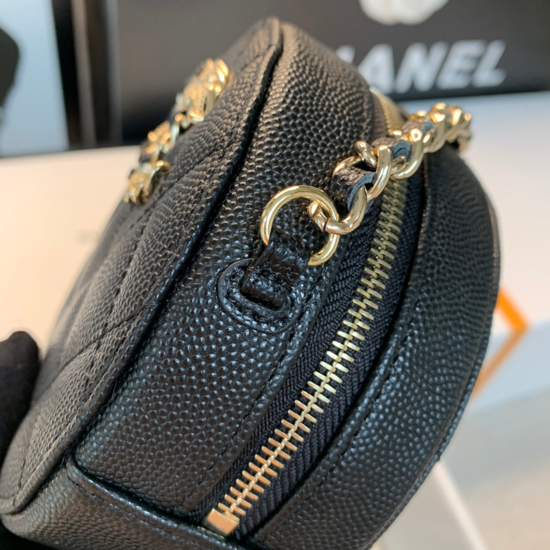 ChanelRound Bag Crossbody  Black For Women 4.7in/12cm