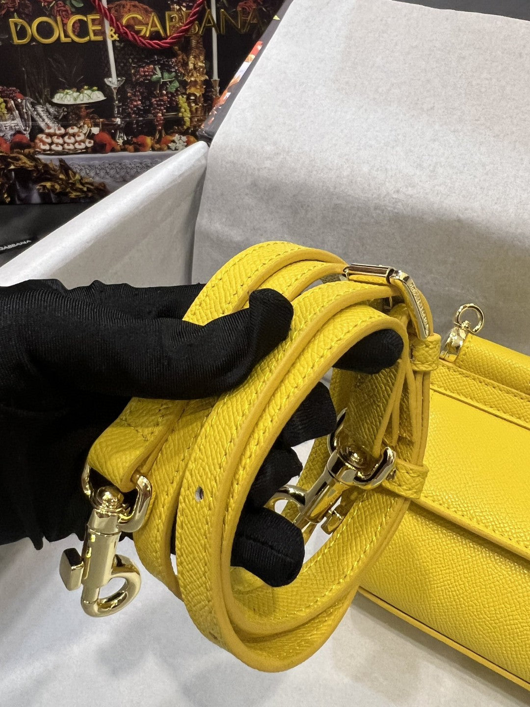 DG Small Sicily Bag In Dauphine Yellow For Women 7.5in/19cm DG