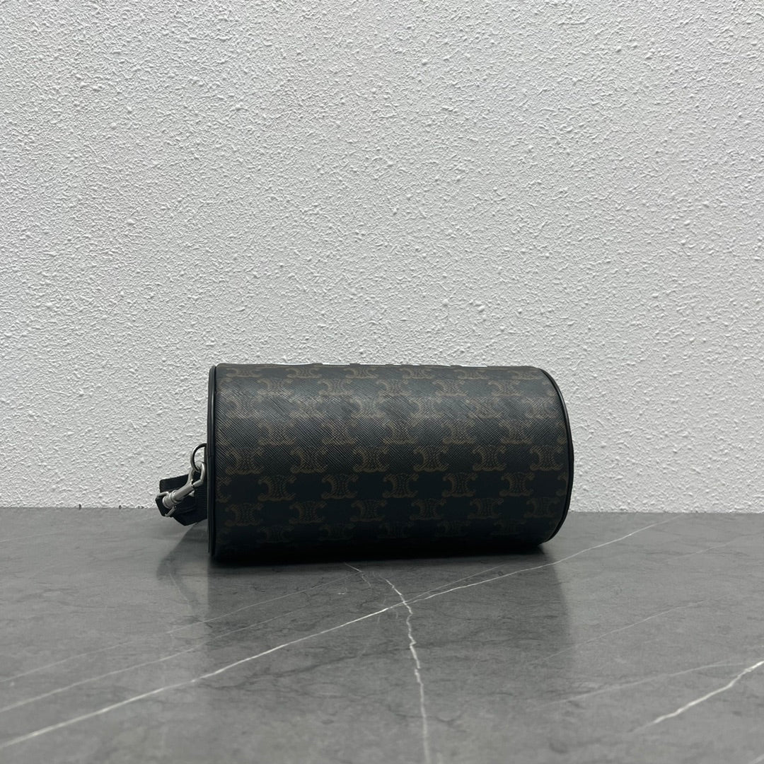 CE Cylinder Bag In Triomphe Canvas Black For Women 9in/22cm