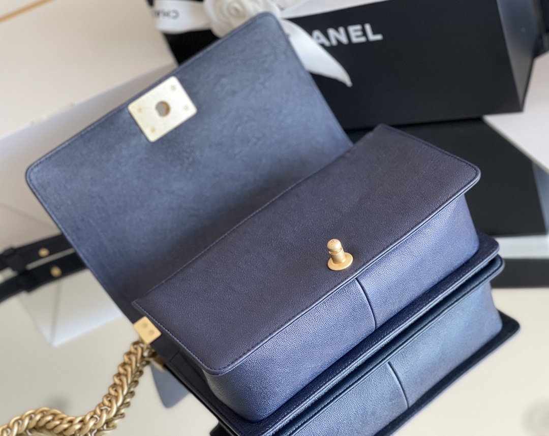 ChanelMedium Boy Handbag Dark Blue For Women 9.8in/25cm A67086