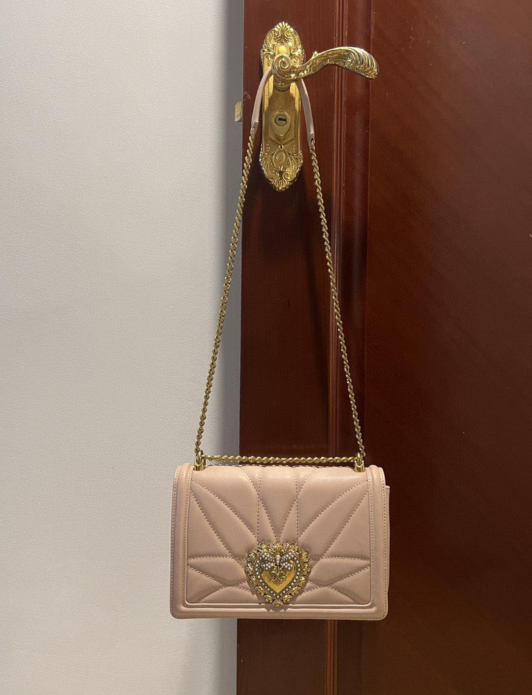 DG Large Devotion Bag In Quilted Nappa Pale Pink For Women 10in/26cm DG BB6651AV96780412