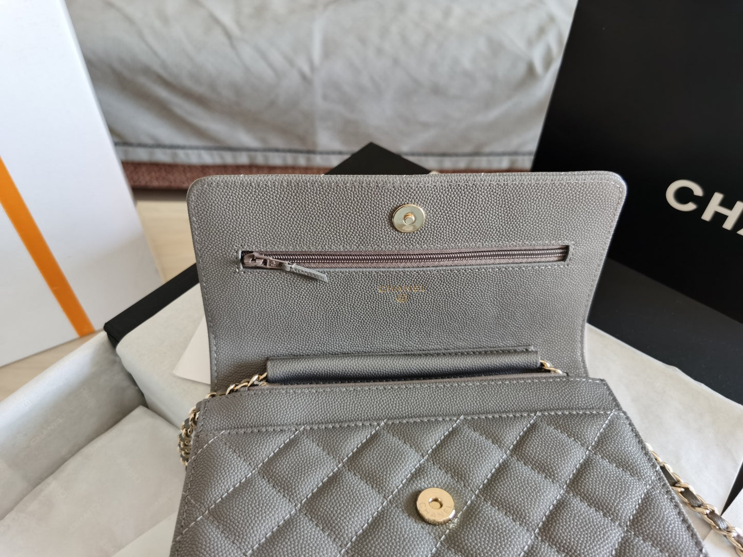 ChanelMini Flap Bag Grey For Women 7.2in/18.5cm