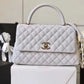 Chanel Coco With Top Handle Bag Gold Toned Hardware White For Women 11.4in/29cm