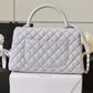 Chanel Coco With Top Handle Bag Gold Toned Hardware White For Women 11.4in/29cm