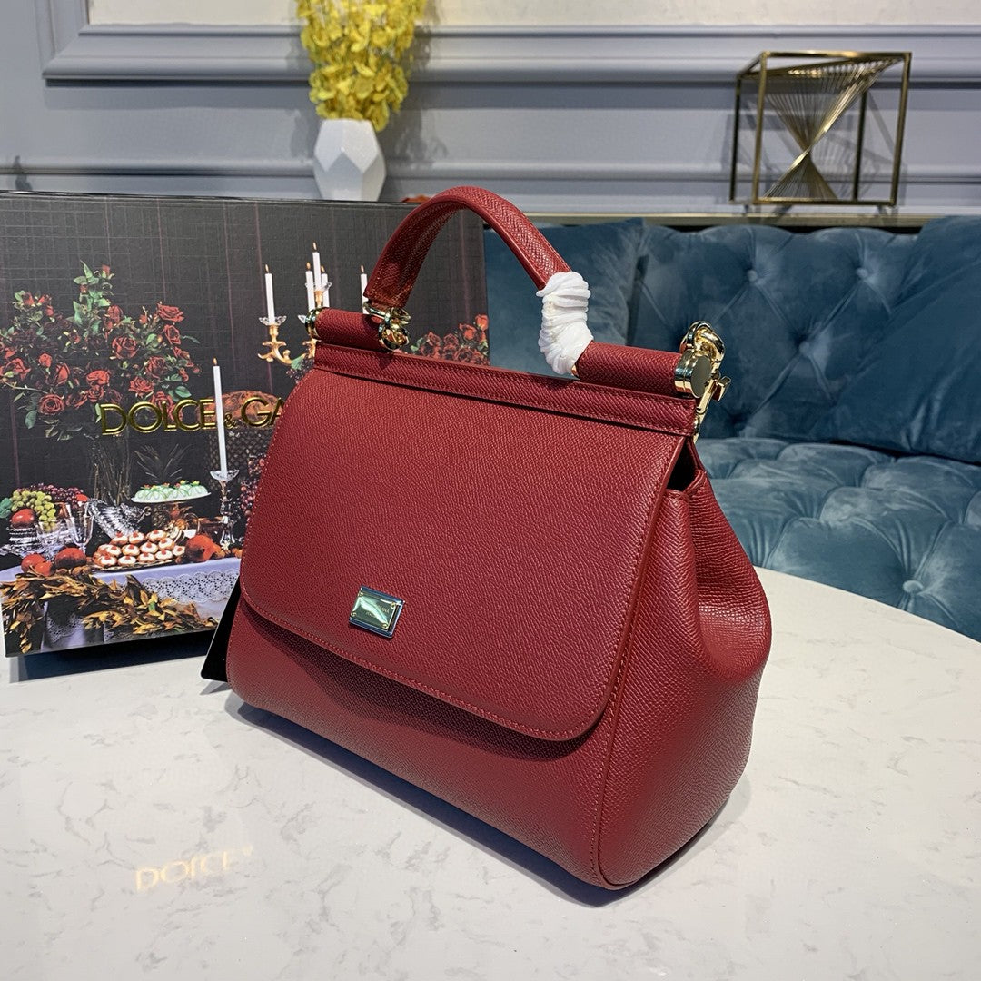 DG Small Sicily Bag In Dauphine Red For Women 7.5in/19cm DG