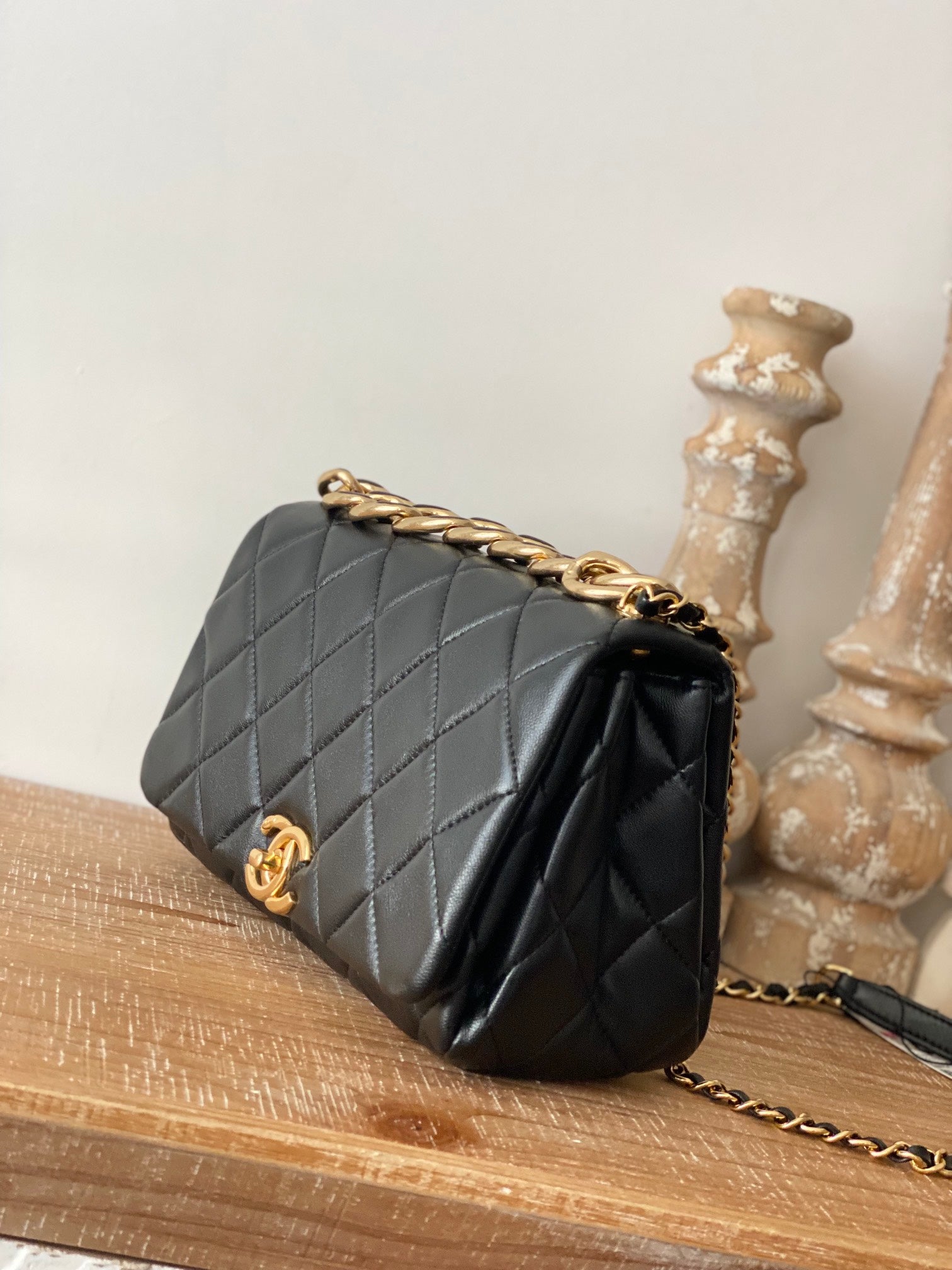 ChanelLarge Flap Black Bag For Women 23cm/9in