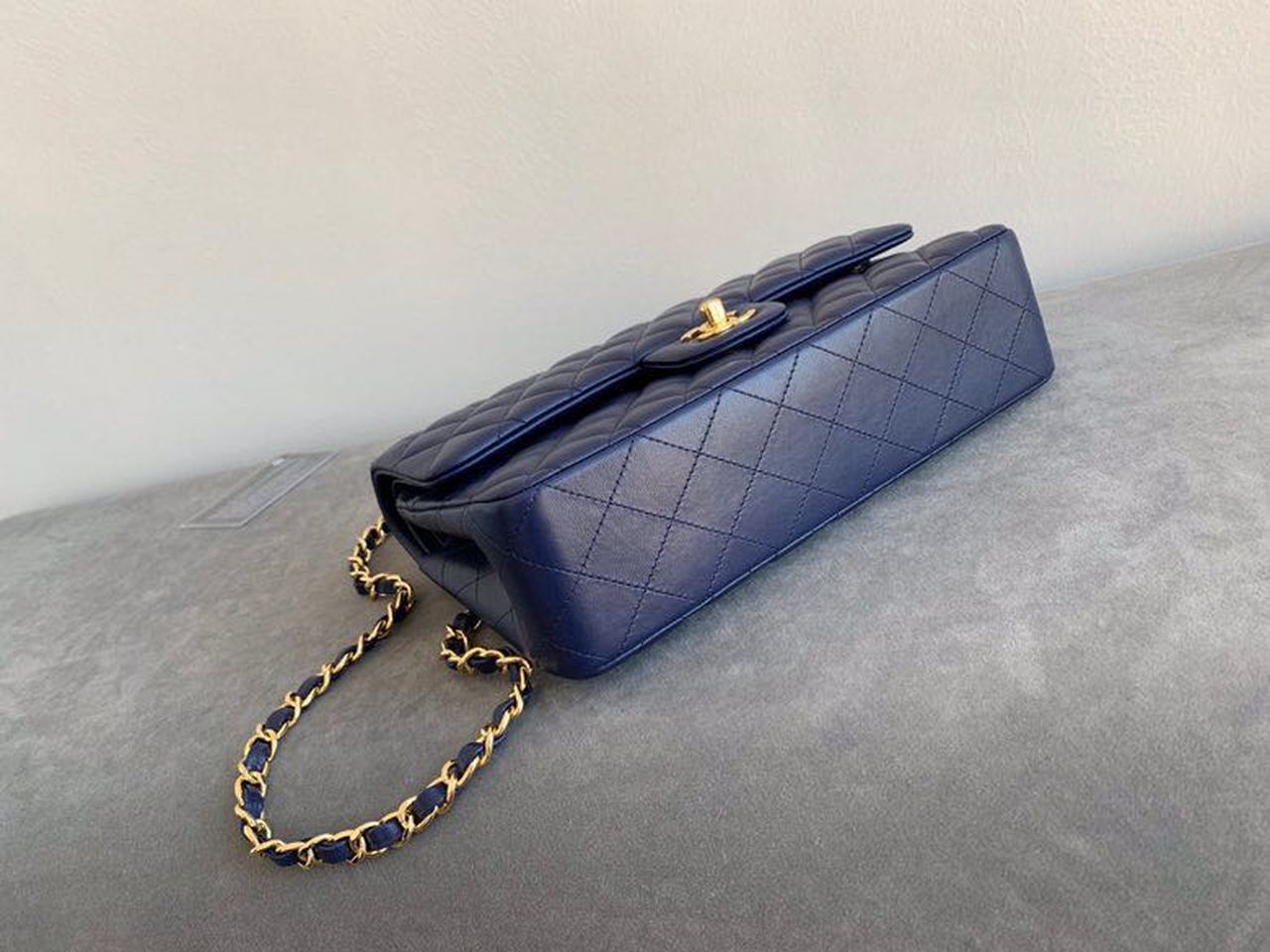 Chanel Classic HandBag Navy Blue For Women 9.9in/25.5cm A01112