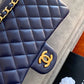 Chanel Classic HandBag Navy Blue For Women 9.9in/25.5cm A01112