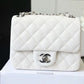 Chanel Classic Mini Flap Bag Silver Hardware White For Women 6.6in/17cm A35200