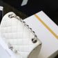 Chanel Classic Mini Flap Bag Silver Hardware White For Women 6.6in/17cm A35200