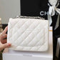 Chanel Classic Mini Flap Bag Silver Hardware White For Women 6.6in/17cm A35200