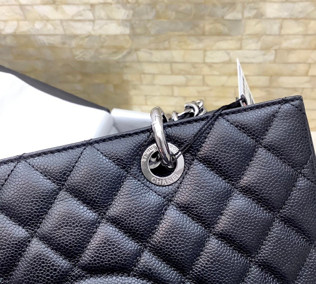 Chanel Classic Tote Bag Silver Hardware Black For Women 13.3in/34cm