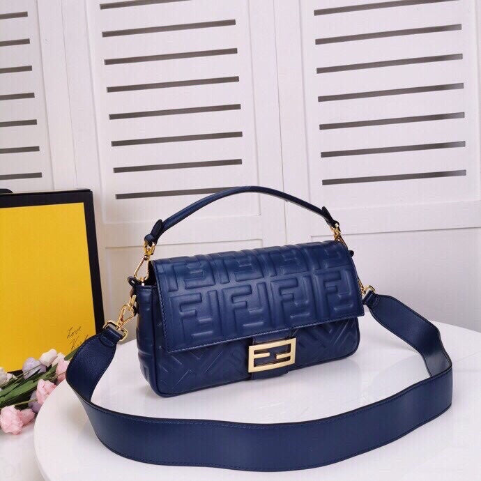 FI Baguette Chain Midi Medium Dark Blue Bag For Woman 26cm/10in