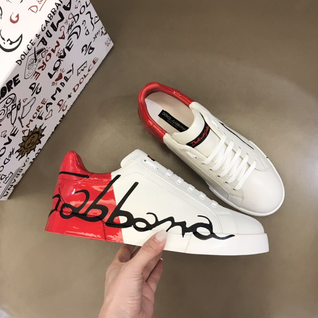 Dolce &amp; Gabbana Portofino Sneakers White/Red For Men DG Shoes