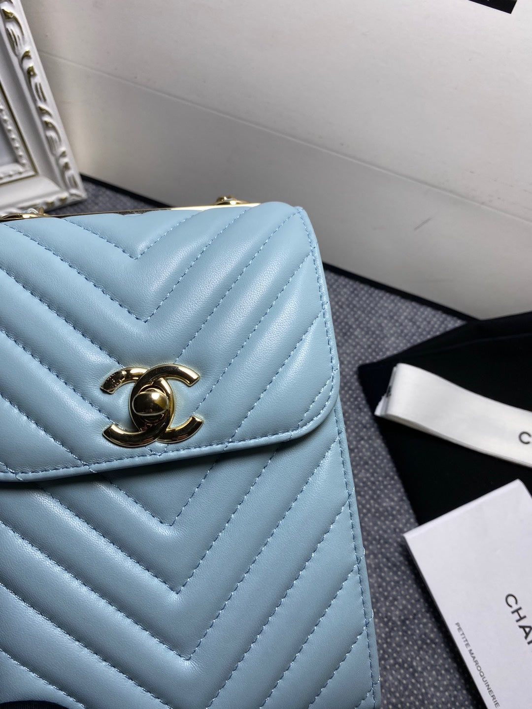 CHL Chevron Trendy CHL Phone Light Blue Bag For Women 18cm/7in