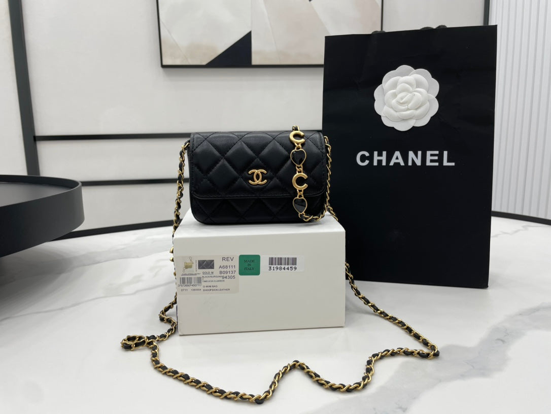 ChanelMini Flap Bag Black For Women, Women&#8217;s Bags 7.5in/19cm