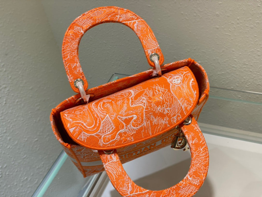 DI Medium Lady D-Lite Bag Orange, For Women, Women’s Handbags 24cm/9.5in CD M0565OROC_M057