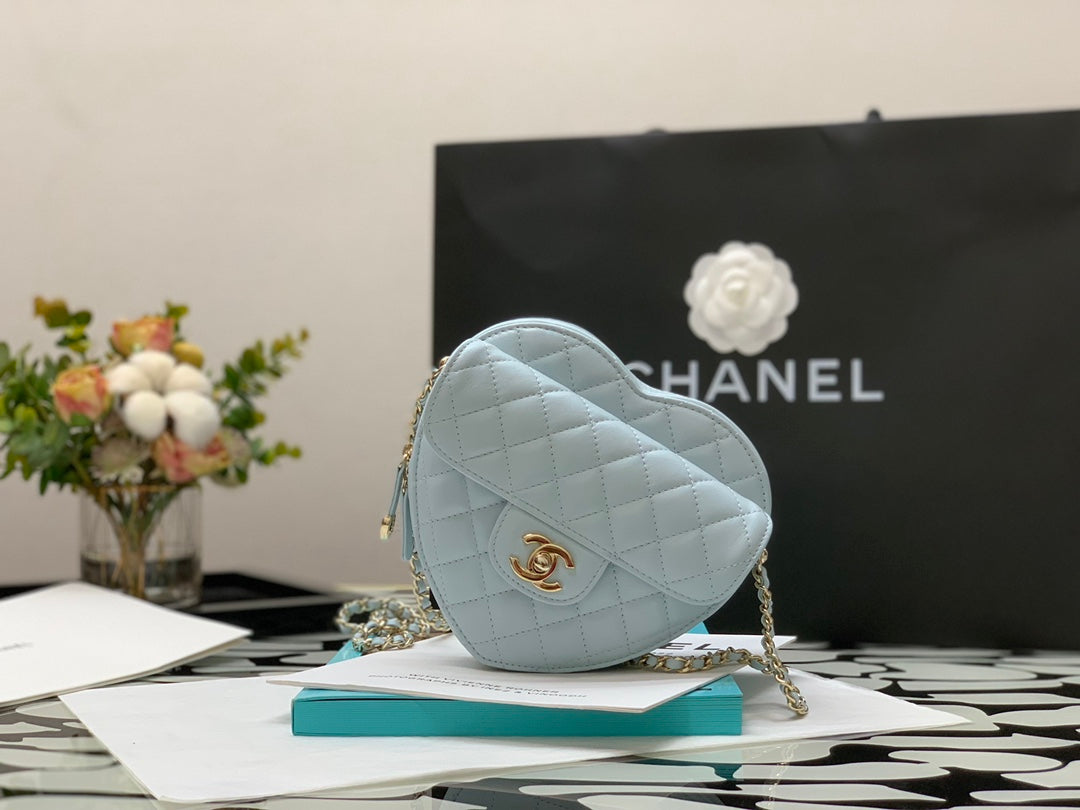 ChanelMini Heart Bag Grey For Women 7in/18cm AS3191 B07958