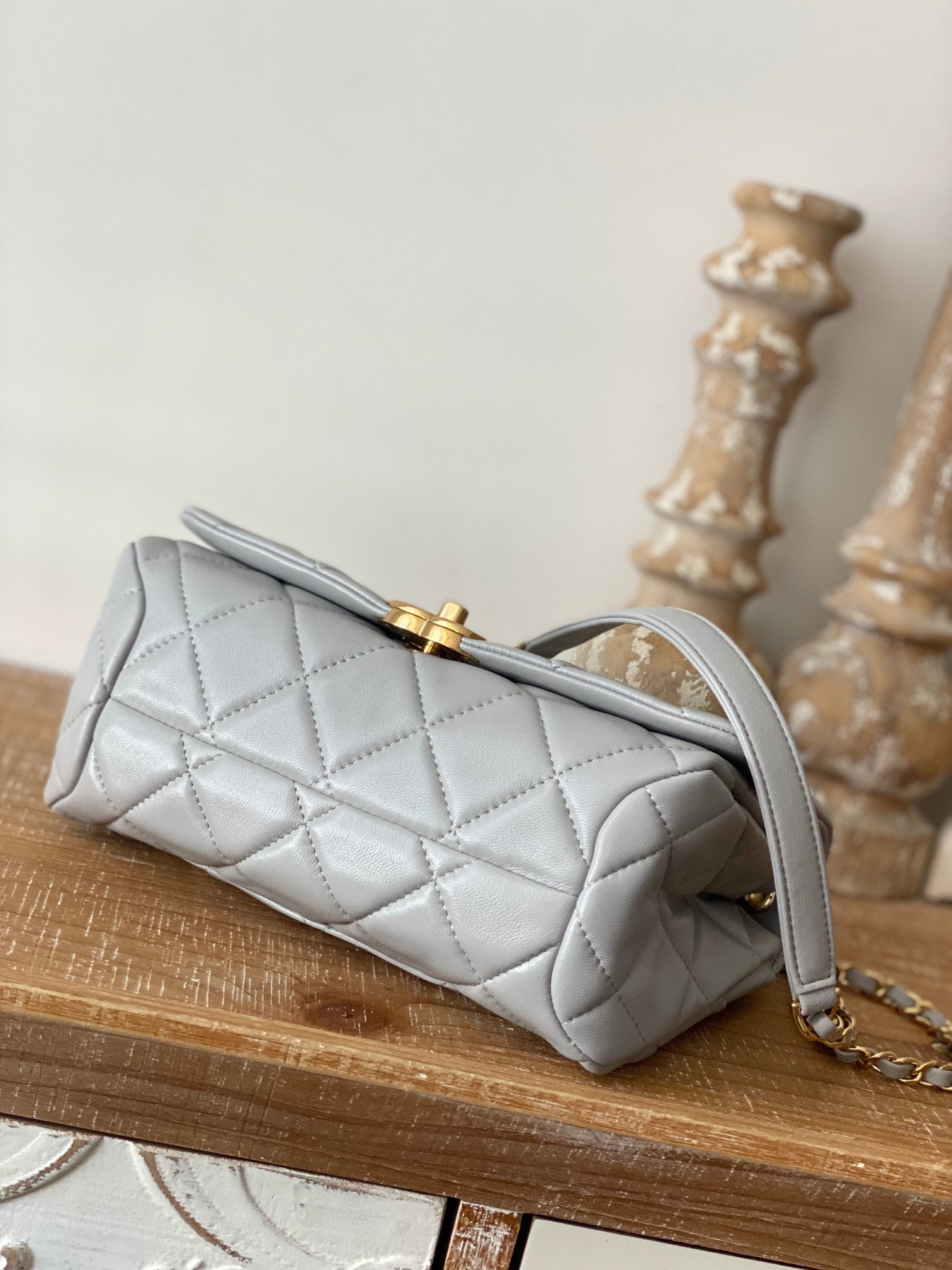 ChanelLarge Flap Grey Bag For Women 23cm/9in