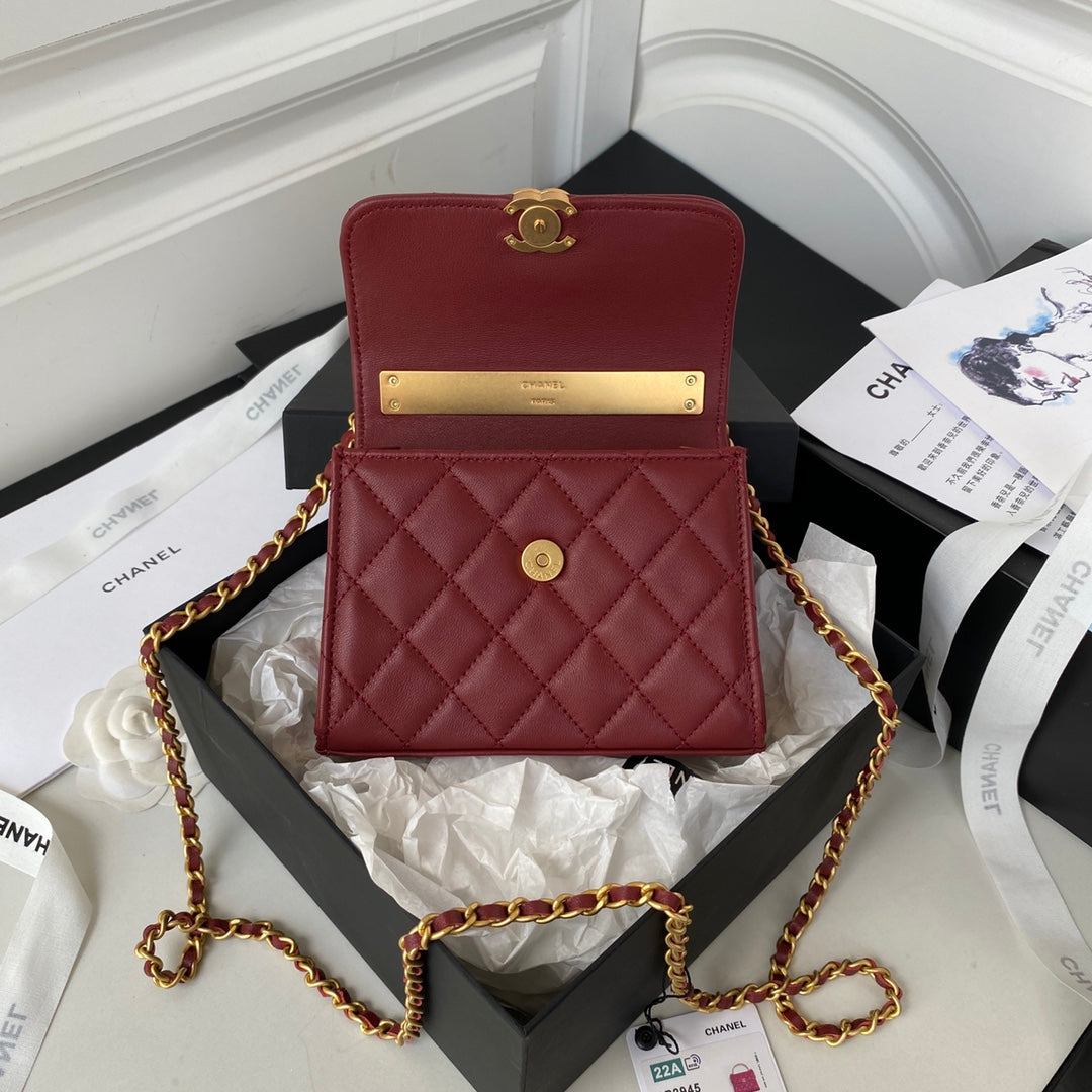 Chanel Clutch With Chain Gold Hardware Red For Women, Women&#8217;s Handbags, Shoulder Bags 5.7in/14.5cm