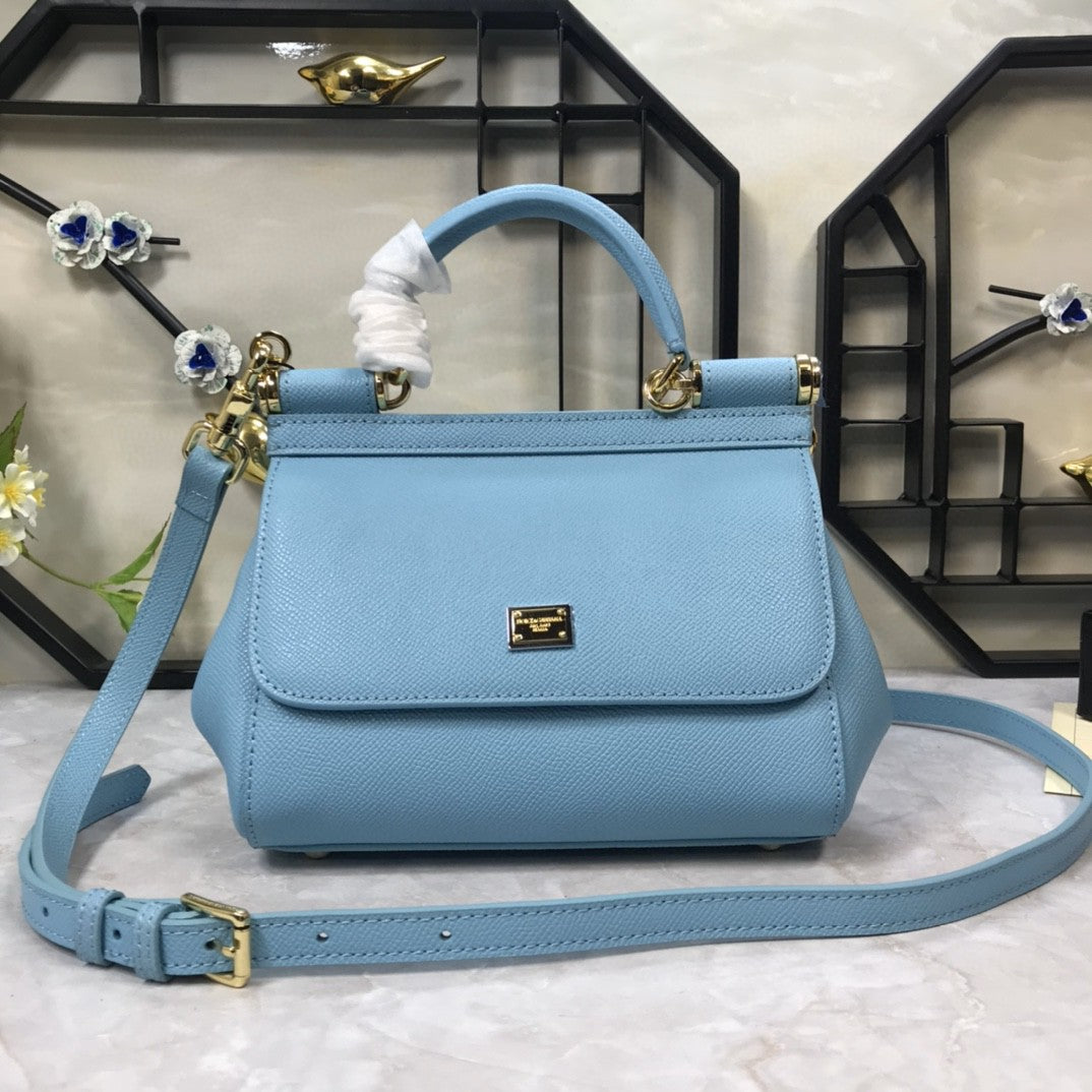 DG Medium Sicily Handbag In Dauphine Blue For Women 10.2in/26cm DG BB4347A10018H422