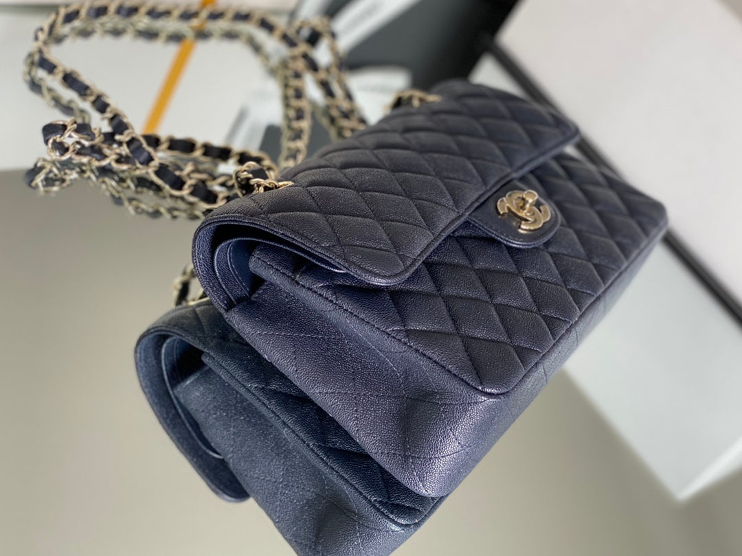 Chanel Classic Handbag 26cm Dark Blue For Women A01112