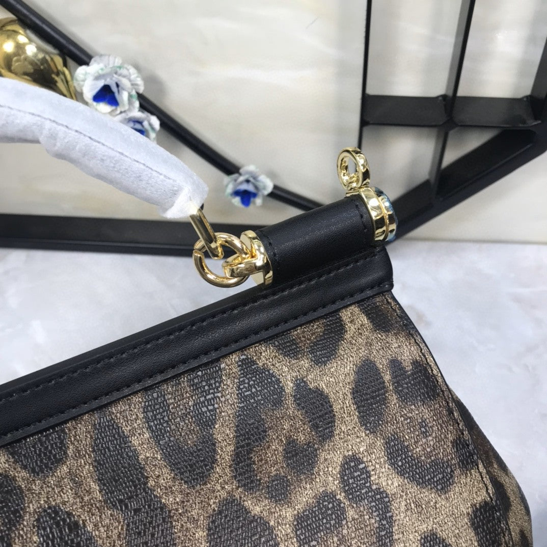 DG Leopard Print Small Sicily Top Handle Bag Muticolour For Women 7.8in/20cm DG