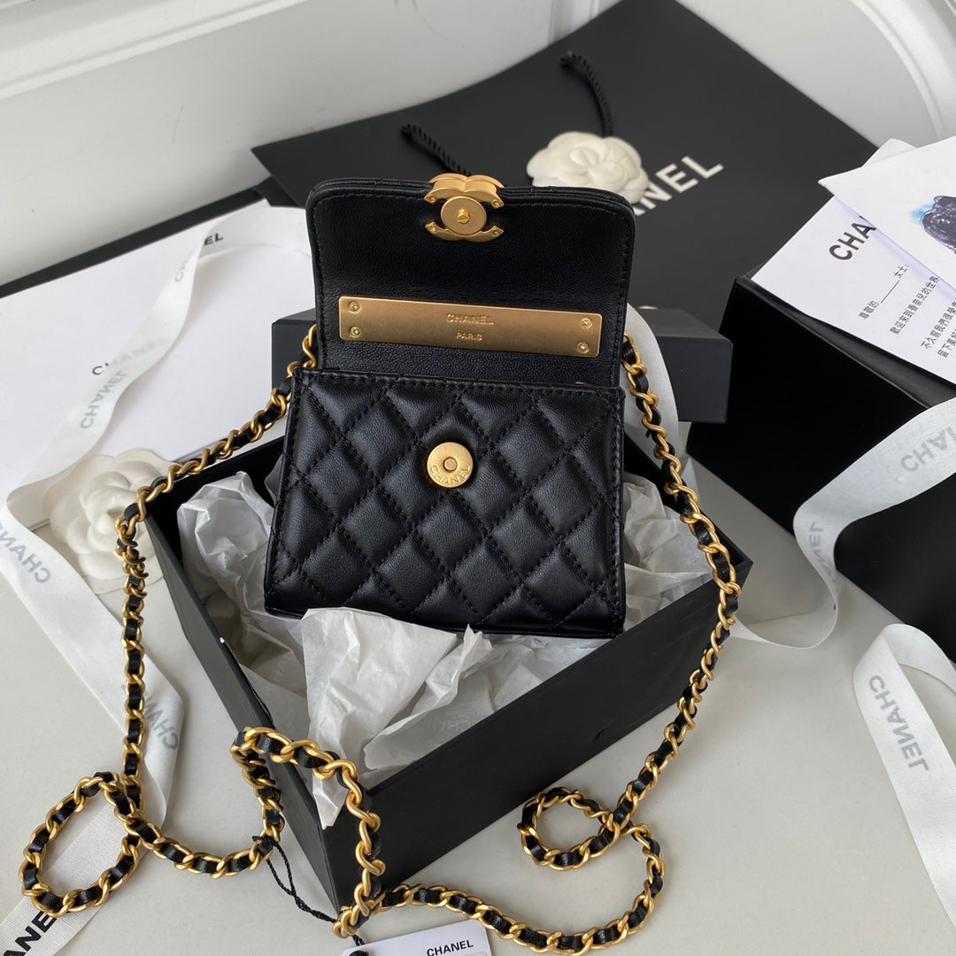 Chanel Clutch With Chain Gold Hardware Black For Women, Women&#8217;s Handbags, Shoulder Bags 5.7in/14.5cm AP2945