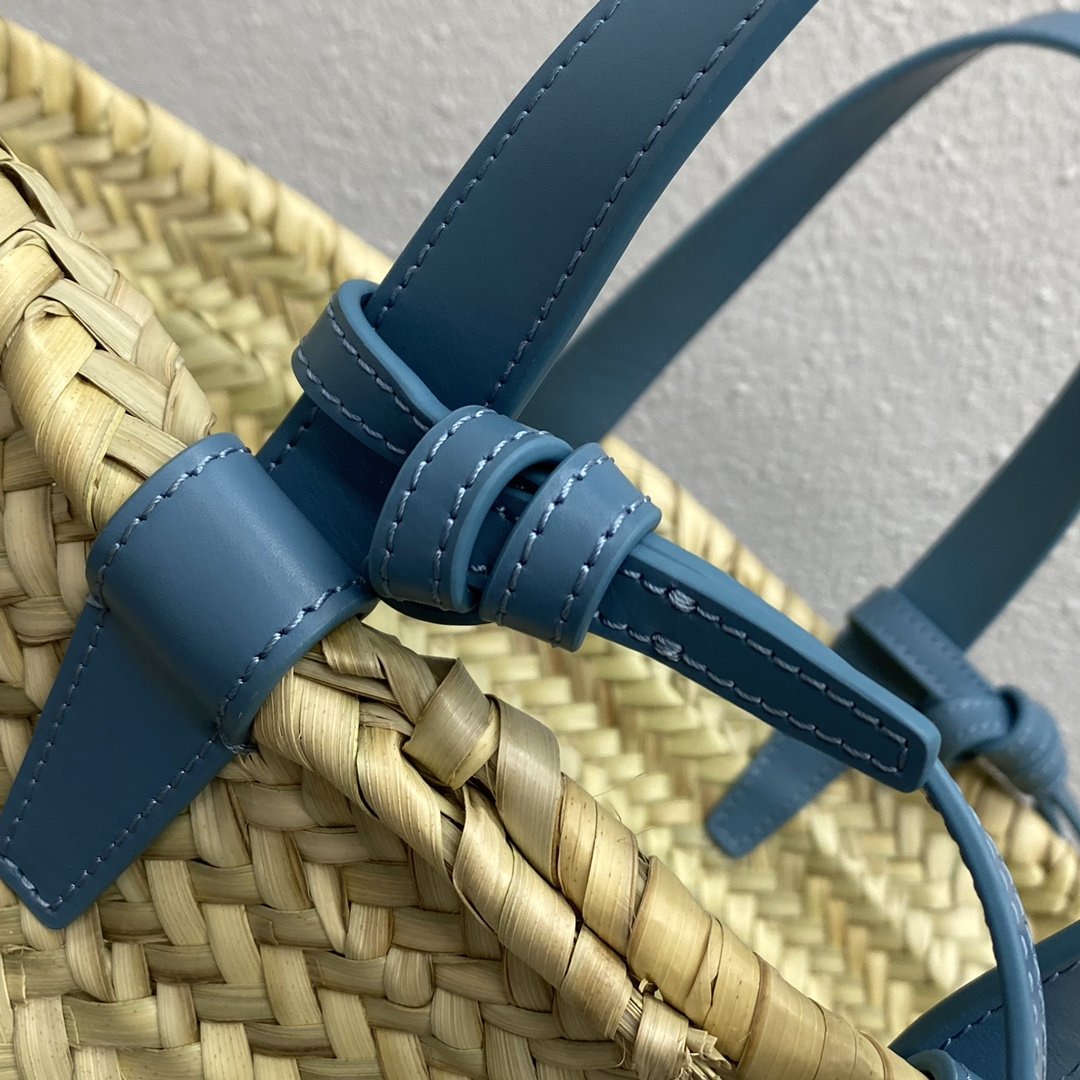 CE Teen Triomphe CE Classic Panier In Palm Leaves And Lizard Blue For Women 8in/20cm 