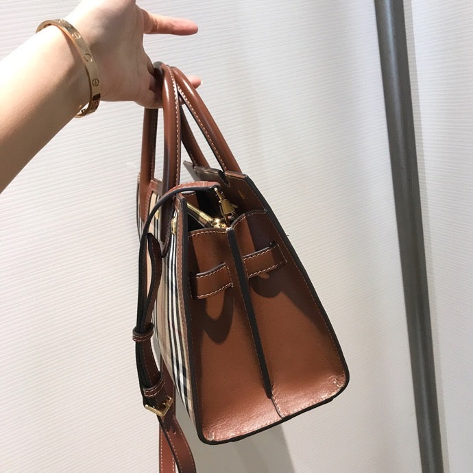 BB Mini Vintage Check Two-handle Title Bag Archive Beige For Women, Bags 10.2in/26cm 80252671