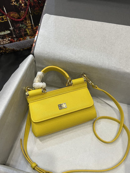 DG Small Sicily Bag In Dauphine Yellow For Women 7.5in/19cm DG