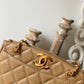 ChanelVintage Beige Medium Quilted Caviar Tote Bag For Women 28cm/11in