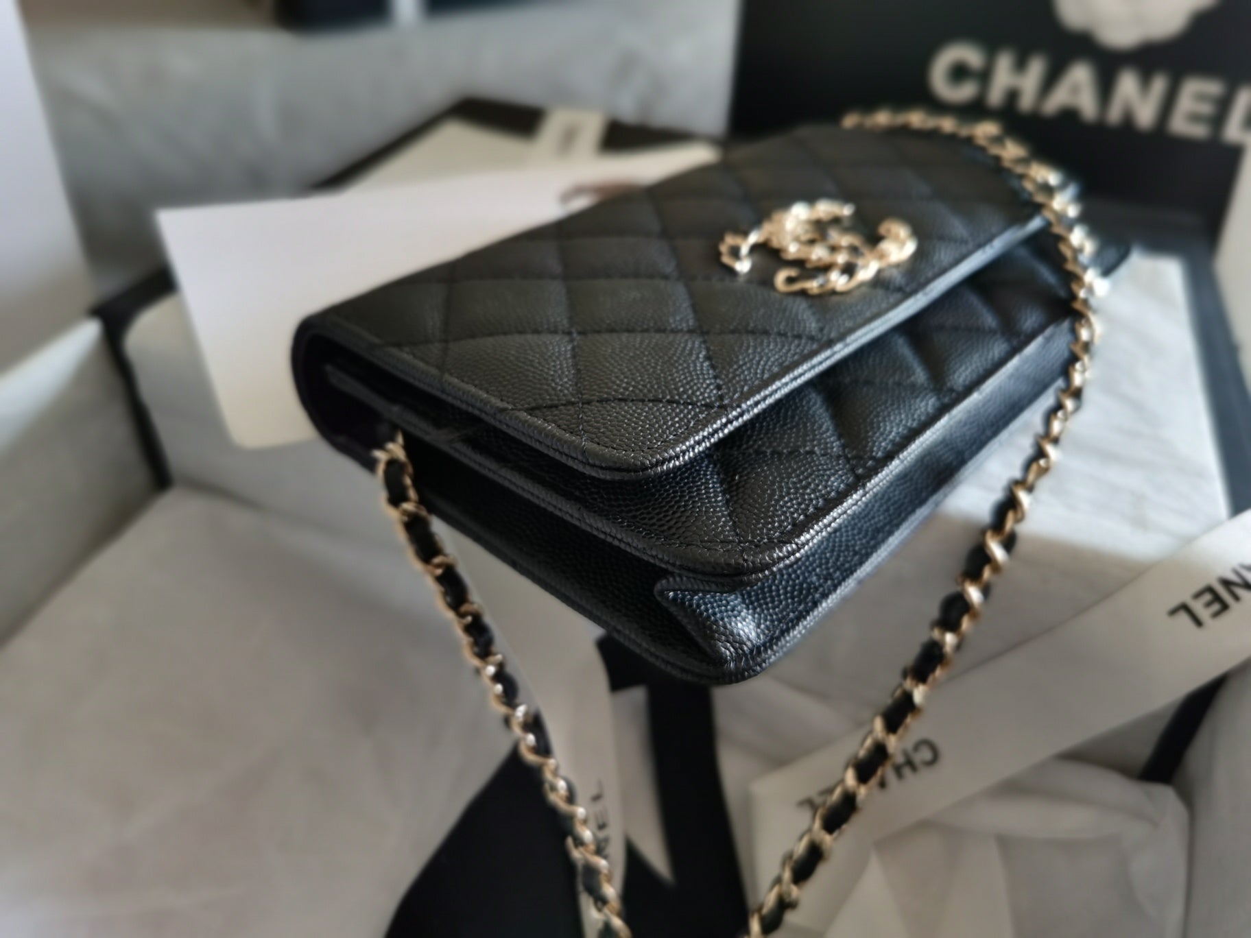 ChanelMini Flap Bag Black For Women 7.2in/18.5cm