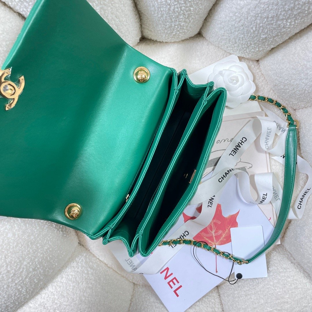 ChanelLarge Flap Bag Gold Hardware Green For Women, Women&#8217;s Handbags, Shoulder Bags 9.1in/23cm AS3367