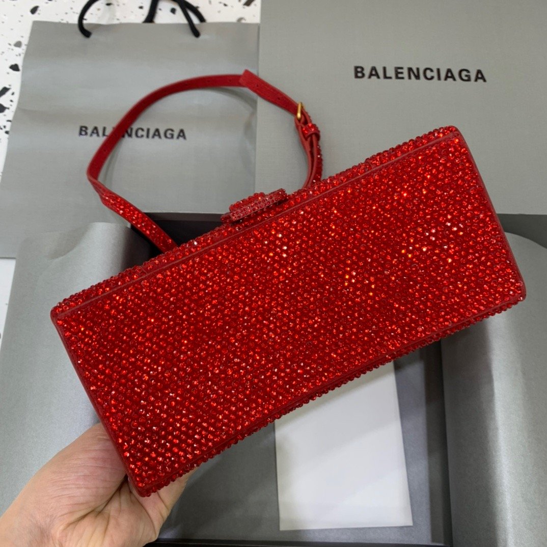 Balen Hourglass Small Handbag In Red, For Women,  Bags 9in/23cm