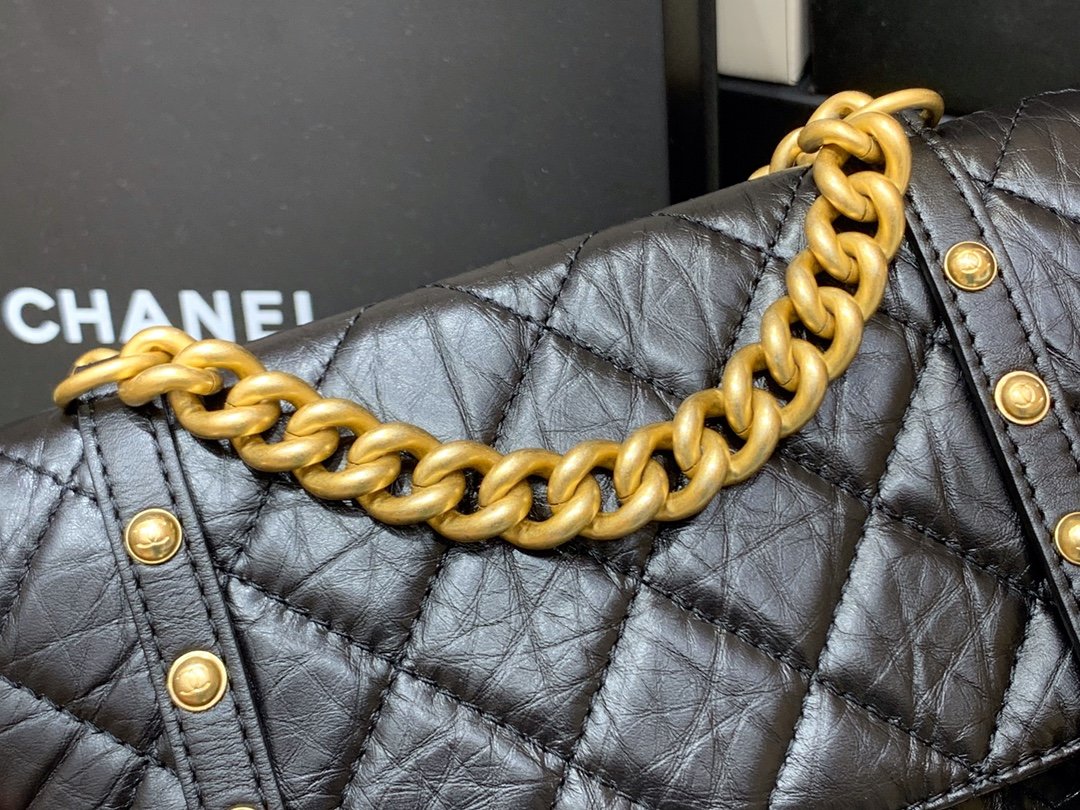 Chanel Co Co Shoulder Bag Gold Chain Black 9.8in/25cm