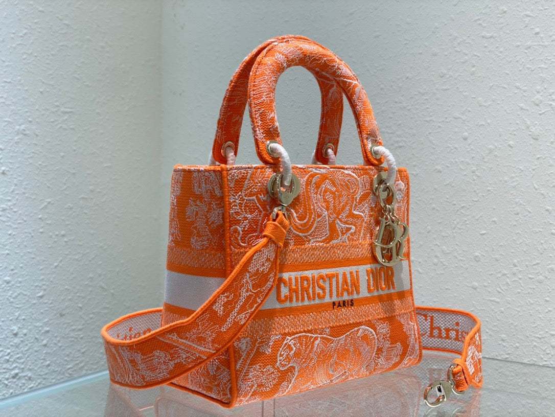 DI Medium Lady D-Lite Bag Orange, For Women, Women’s Handbags 24cm/9.5in CD M0565OROC_M057