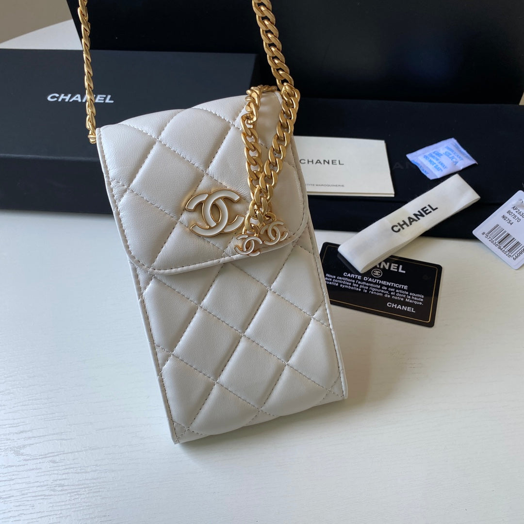 ChanelPhone Holder White Bag For Women 15cm/6in