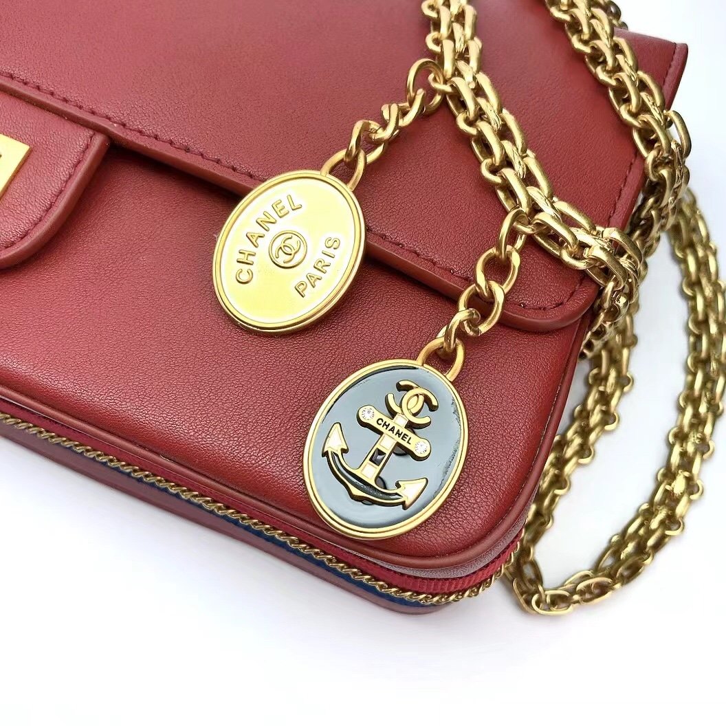 ChanelMaroon Medallion Nude Reissue 2.55 Classic 225 Flap Red Bag For Women 24cm/9.4in