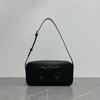 CE Camera Shoulder Bag Cuir Triomphe Black For Women 10in/26cm