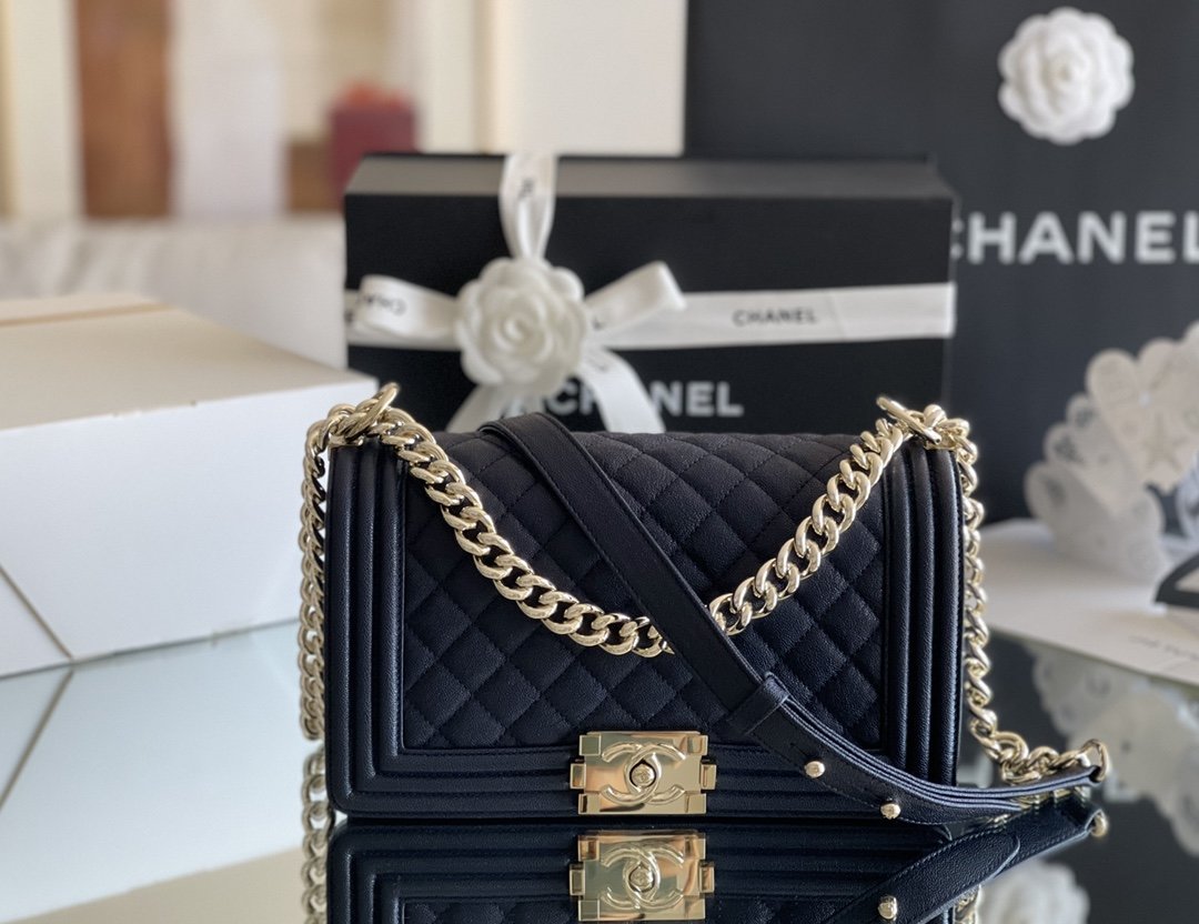 ChanelMedium Boy Handbag Dark Blue For Women 9.8in/25cm A67086