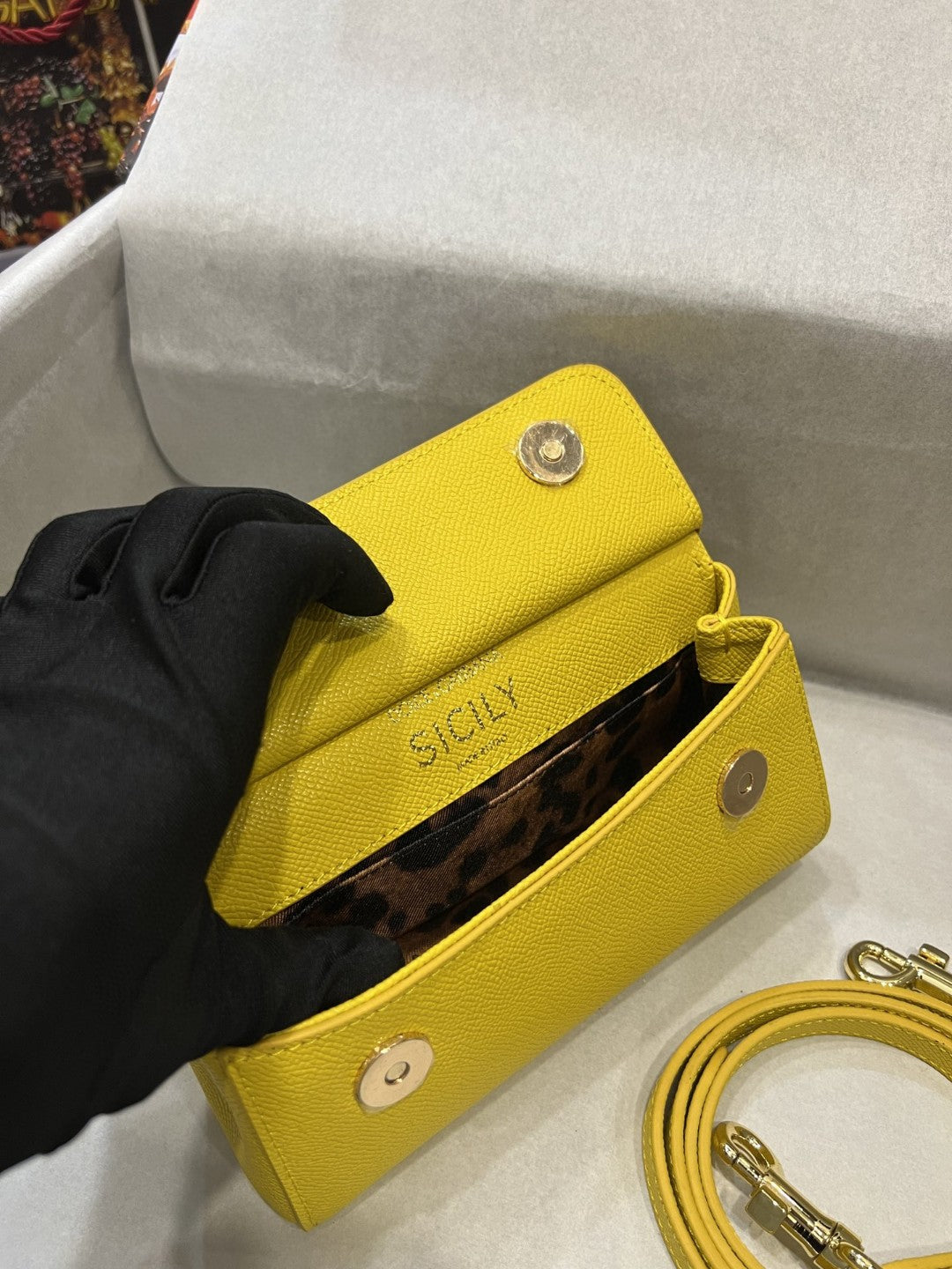 DG Small Sicily Bag In Dauphine Yellow For Women 7.5in/19cm DG