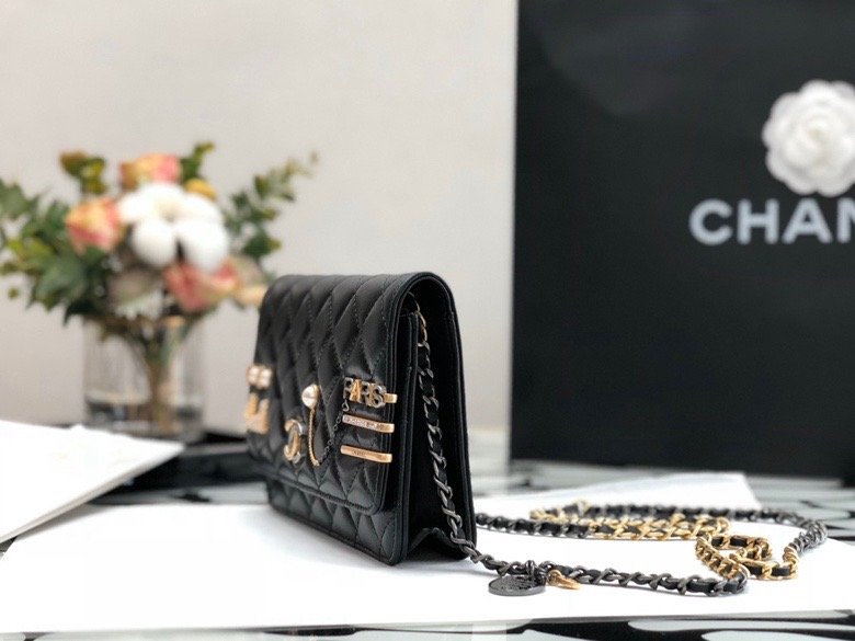 Chanel Flap Bag Gold Toned Hardware Black For Women 7.4in/19cm